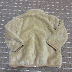 ユニクロ フリースジャケット ベージュ もこもこアウター キッズ　90cmの画像