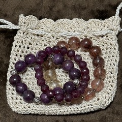 ルビー・スターコランダム・グラデーションルチル＆手作り巾着の画像