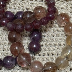 ルビー・スターコランダム・グラデーションルチル＆手作り巾着の画像