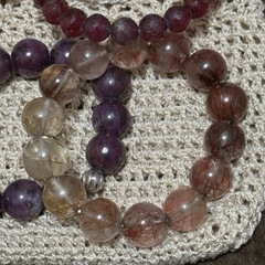 ルビー・スターコランダム・グラデーションルチル＆手作り巾着の画像