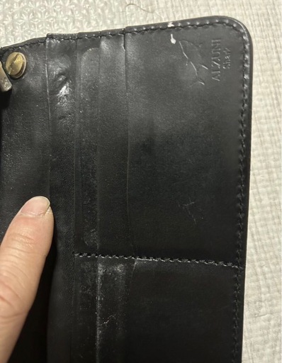セール ALZUN アルズニ シャックスキン　サメ革　本革長財布 バイカーズウォレット　ライダースウォレット　トリプルコンチョ　チェー