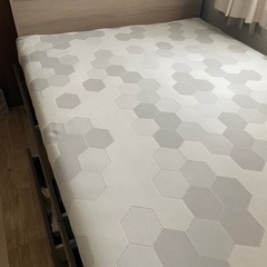 【大容量収納×棚・コンセント付き】すのこチェストベッドフレーム(ダブル N-ジオT2 GY 40M-S)マットレス付きの画像