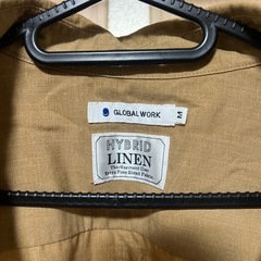 GLOBAL WORK ハイブリッドリネンブラウンシャツ Mの画像