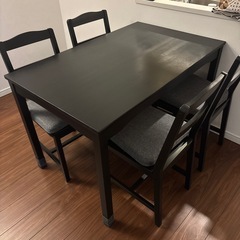 【美品】ダイニングテーブルセット（黒色）の画像