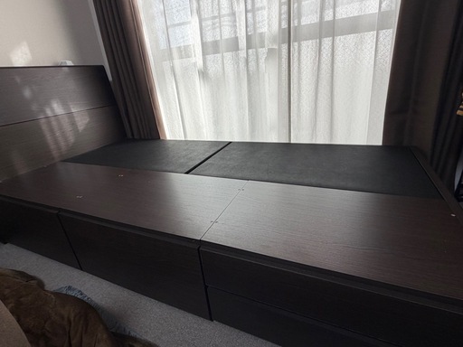 収納付シングルベッド　ブラウン