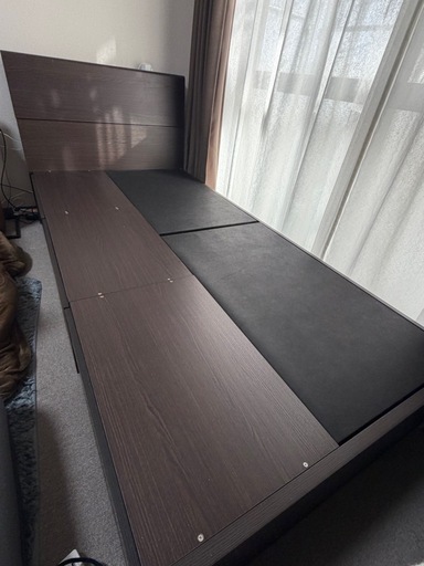 収納付シングルベッド　ブラウン