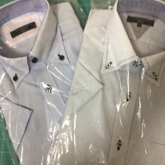 TAKA-Q 製のボタンダウンYシャツの半袖２点(青）