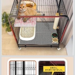 猫ケージ 猫用ケー ジ猫ハウス 室内用猫のゲージ 【製品サイズ：65x60x45CM 】の画像