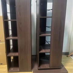 山善(YAMAZEN) 回転本棚 8段 壁付け・角置き可  ウォルナット DSRR-8(WL)の画像