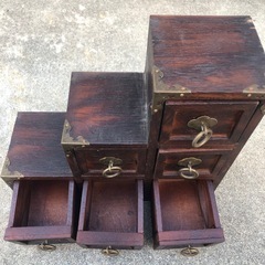 レトロ 木製 小引き出し 階段箪笥 6段 小物入れ 昭和アンティークの画像