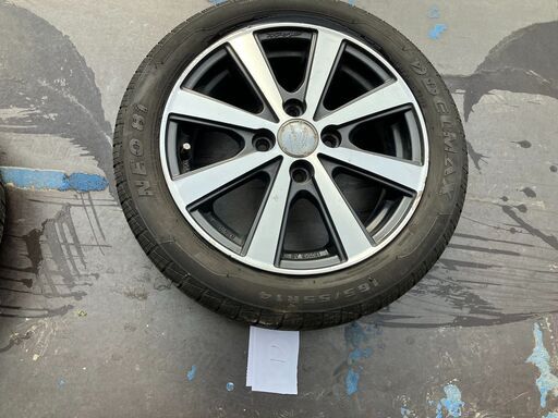 １本　タイヤDELMAX　165/55R14 8分山　ホイルSMACK 14×4.5J　+45　4H　PCD100　ハブ径73ｍｍ　管理番号：2