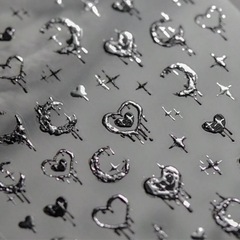 ネイル シール シルバー ハートの画像