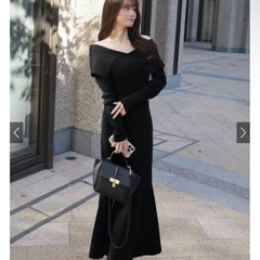 GRL オフショル リブニット ロングワンピースの画像