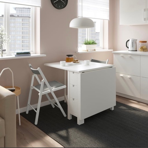 IKEA ノールデン ダイニングテーブル 折りたたみ ホワイト (Ri/子供