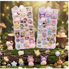 新品❤️ラブブ　LABUBU おしりぷにぷにシール　2枚セット　立体3D✨キャラコラボシール　サンリオ　ディズニー　ポケモンの画像