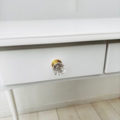 【美品】アンティーク調 猫脚ホワイトデスク 引き出し の画像