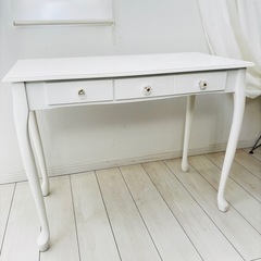 【美品】アンティーク調 猫脚ホワイトデスク 引き出し 