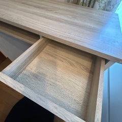 パソコンデスク 幅90cm 引き出し付き｜木目×ホワイト｜引き取り希望の画像