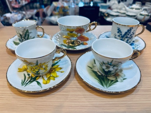A8038【D.Hague】デミタス 5客セット カップ＆ソーサー