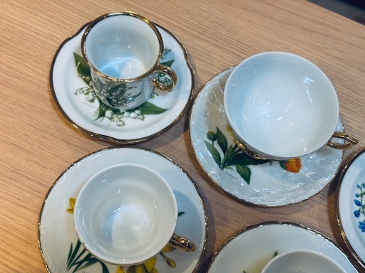 A8038【D.Hague】デミタス 5客セット カップ＆ソーサー
