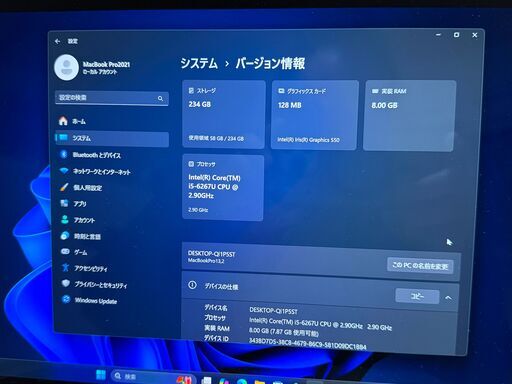 Apple MacBook Pro A1706 Windows11,MacOS