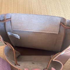 ベネトン　リュック　茶色　リメイク素材　合皮の画像