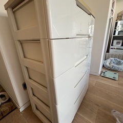 5段チェスト ホワイト 木目天板 収納ケース 引き出しの画像