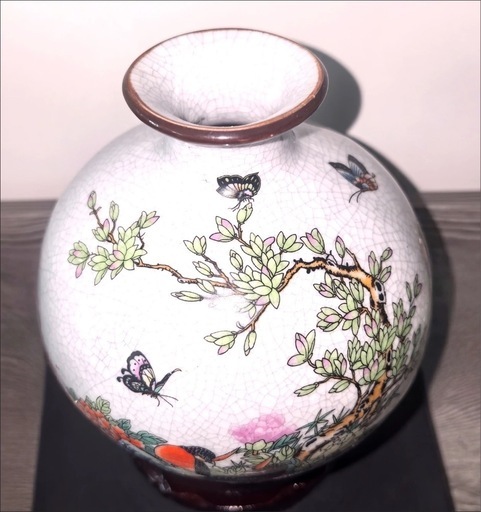 アンティーク風 清・乾隆 石榴瓶 磁器 骨董品 中国風インテリア置物