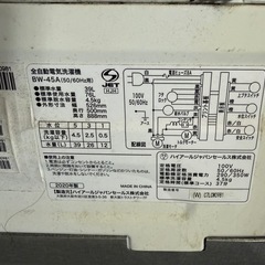 ハイアール全自動洗濯機 ホワイト BW-45A-W [洗濯4.5kg /乾燥機能無 /上開き]の画像