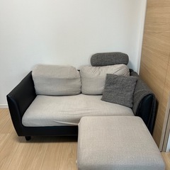 カウチソファ&オットマン  替えカバー付の画像