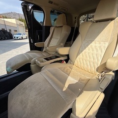 極美⭐︎30ヴェルファイアHYBRID！上級グレード⭐︎純正10㌅？ナビ Bluetooth フルセグTV ７人乗りオットマン ETC 両側パワスラ 前席パワーシート 本革ハーフレザー LED2眼ライト&LEDフォグ⭐︎人気のブラック！の画像