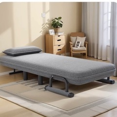 一人用ソファ　折りたたみソファベッド　黄緑の画像