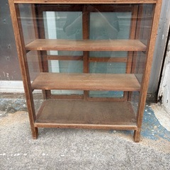 アンティーク　昭和レトロ　棚　木製　ガラスの画像