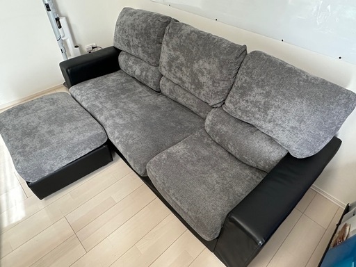 ◎ほぼ新品 名古屋市限定！ 万代家具 3人掛けソファ ☆オットマン付き