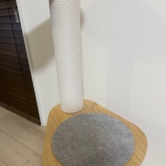 RAKU キャットタワー 木製 突っ張り式 宇宙船付き 美品（泉佐野市 引き取り歓迎）の画像