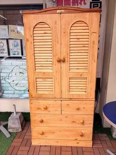 木製タンス（棚・ハンガーポール付き） (エコスタート) てだこ浦西の