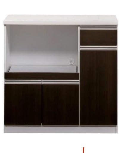 新品未開封！ブラウン レンジボード 90Lカウンター　食器棚　フジックス