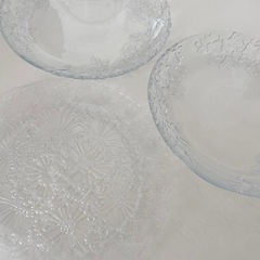 桜 大皿 3枚セット ガラス 花 大人数 27cm 28cmの画像