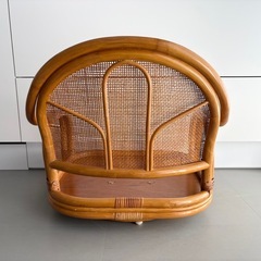 籐家具 ラタンチェア 回転座椅子 ロータイプ ベージュ クッション 回転椅子の画像