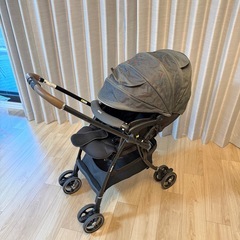 Aprica ラクーナクッション ベビーカー グレー レザーハンドルの画像