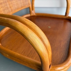 籐家具 ラタンチェア 回転座椅子 ロータイプ ベージュ クッション 回転椅子の画像