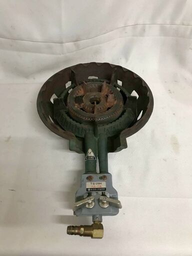 【北見市発】タチバナ 鋳物コンロ TS-210H 都市ガス用 二重羽根つき 業務用 ⓵ (D6714tntYM)