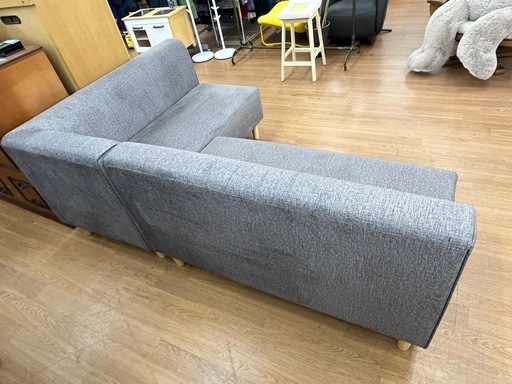 ☆ドリーム荒牧店☆ジモティー割引有☆ L字ダイニングソファ/GY