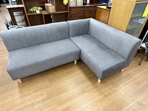 ☆ドリーム荒牧店☆ジモティー割引有☆ L字ダイニングソファ/GY