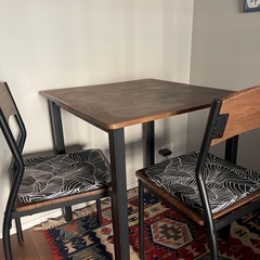 屋外　屋内　70センチダイニングセット　 テーブル1 チェア2座布団2の画像