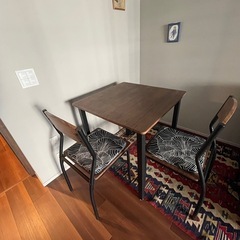 屋外　屋内　70センチダイニングセット　 テーブル1 チェア2座布団2の画像