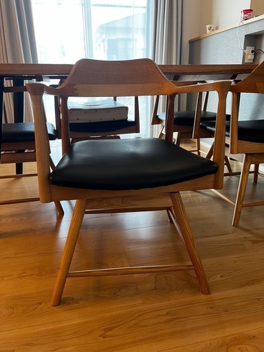 　ダイニングテーブルセット 180センチ　大川家具　一枚板