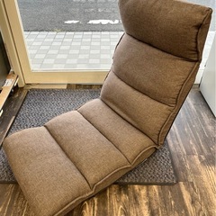 【中古品】 リクライニングチェア  座椅子 ブラウン フルフラット チェアー　生活家具の画像