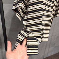 GU ワイドフィットT 5分袖 マルチボーダー XL レディース　コットンの画像