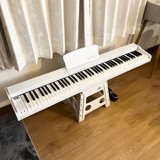 88鍵盤 電子ピアノ Carina（木製デザイン・ホワイト） (リア) 原の鍵盤